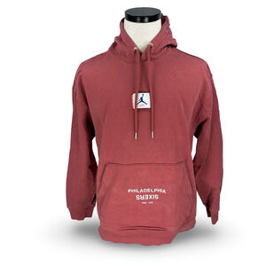 Jordan Flight NBA Philadelphia 76ers Courtside Statement Hoodie Mens XL Salmon